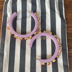 Lele Sadoughi Crystal Block Hoop Earrings